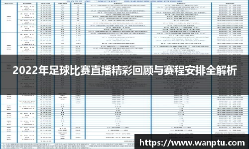2022年足球比赛直播精彩回顾与赛程安排全解析