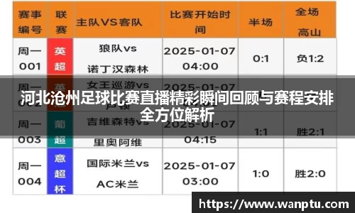 河北沧州足球比赛直播精彩瞬间回顾与赛程安排全方位解析