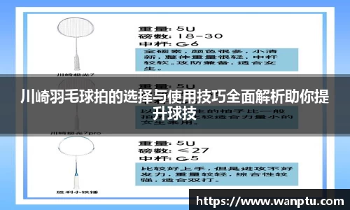 川崎羽毛球拍的选择与使用技巧全面解析助你提升球技